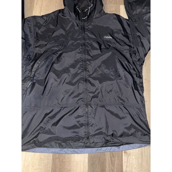 Cabelas XL Tall Black Nylon Hooded Jacket - Picture 3 of 10